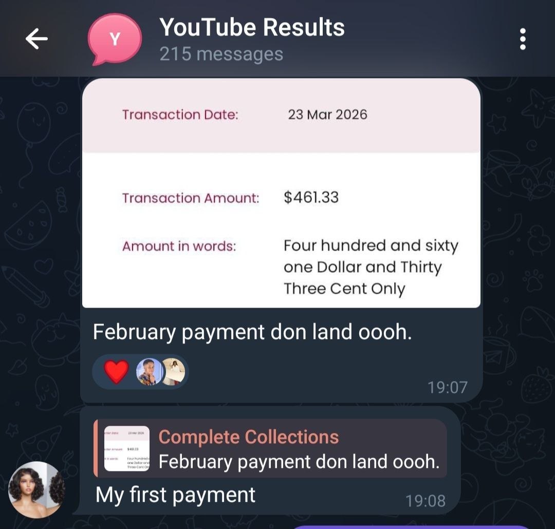 461 dollars first YouTube payment